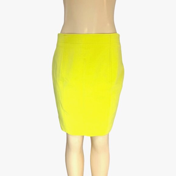 Dana Buchman Y2K Vibrant Neon Yellow‎ Straight Short Skirt Stretch Lined 12 - Picture 6 of 14